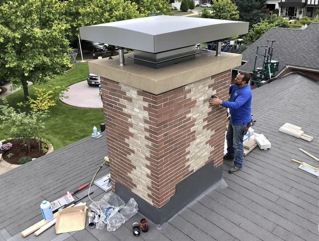 Cimarron Hills Chimney Sweep team working on a custom chimney remodel in Cimarron Hills, CO