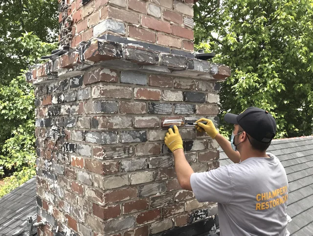 In-progress chimney restoration by Cimarron Hills Chimney Sweep in Cimarron Hills, CO