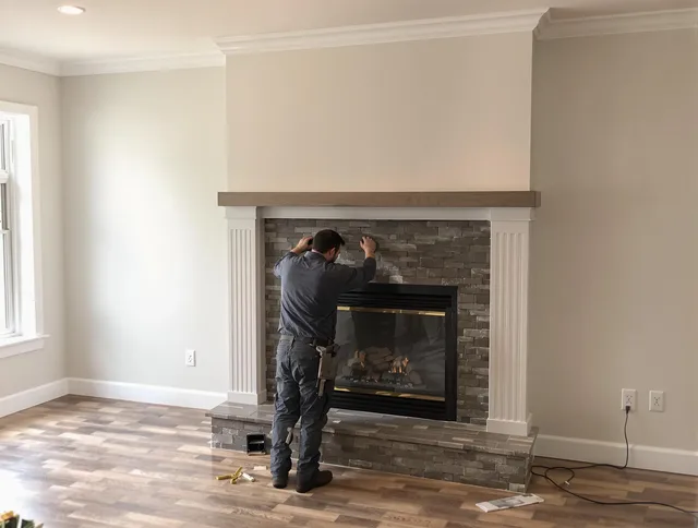 Cimarron Hills Chimney Sweep finishing a custom fireplace install in Cimarron Hills, CO